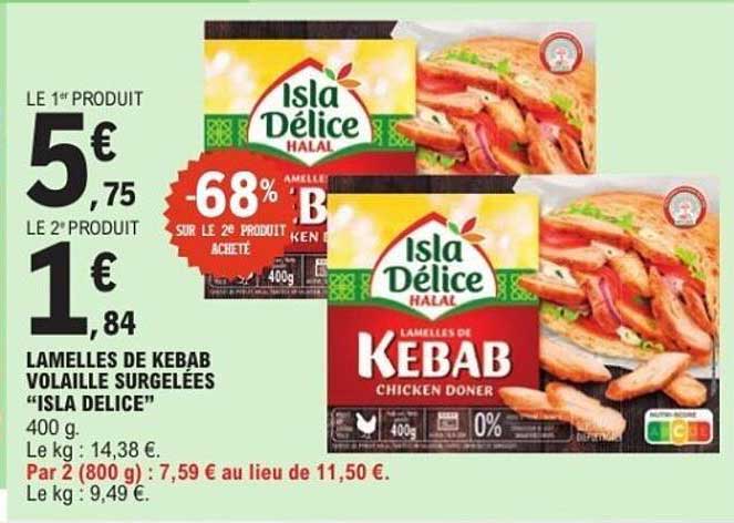 LAMELLES DE KEBAB VOLAILLE SURGELEES "ISLA DELICE"