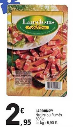 LARDONS Nature ou Fumés. 500 g.
