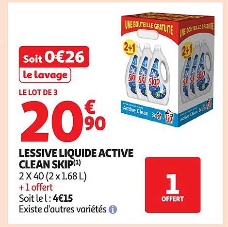 LESSIVE LIQUIDE ACTIVE CLEAN SKIP