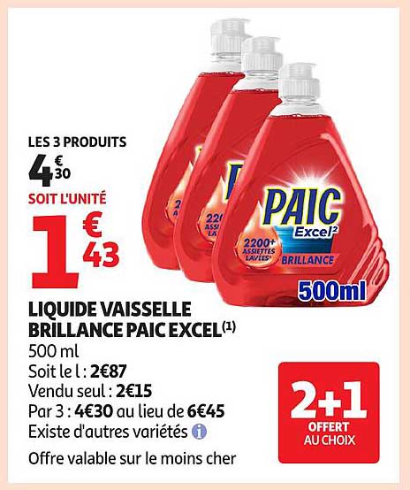 LIQUIDE VAISSELLE BRILLANCE PAIC EXCEL