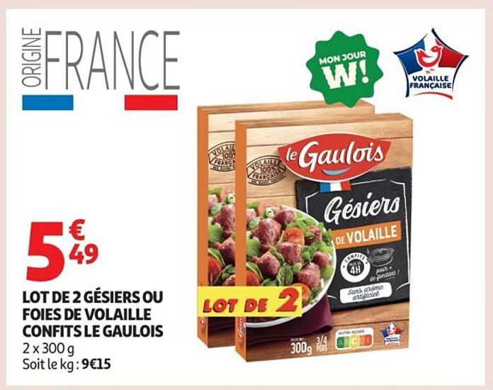 LOT DE 2 GÉSiers OU FOIES DE VOLAILLE CONFITS LE GAULOIS