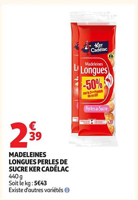 MADELEINES LONGUES PERLES DE SUCRE KER CADÉLAC