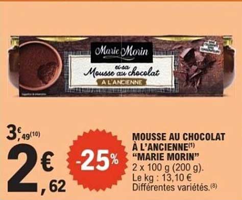 MOUSSE AU CHOCOLAT À L'ANCIENNE "MARIE MORIN"