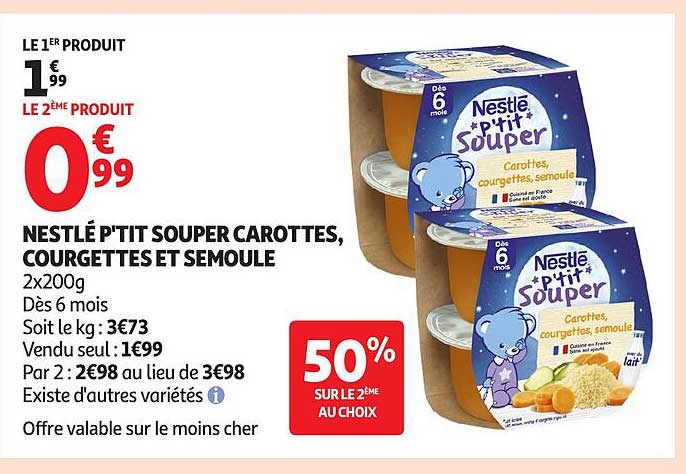 NESTLÉ P'TIT SOUPER CAROTTES, COURGETTES ET SEMOULE