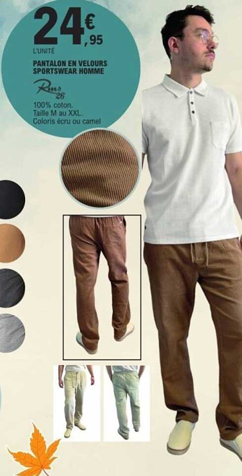 PANTALON EN VELOURS SPORTSWEAR HOMME