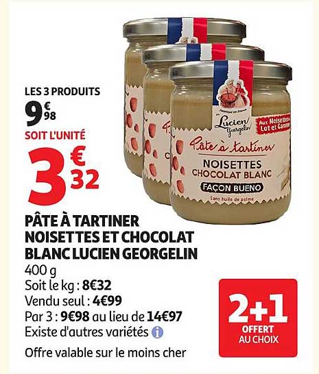 PÂTE À TARTINER NOISETTES ET CHOCOLAT BLANC LUCIEN GEORGELIN