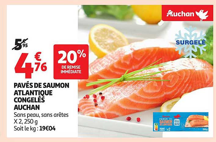 PAVÉS DE SAUMON ATLANTIQUE CONGELÉS AUCHAN
