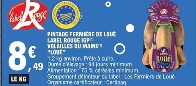 PINTADE FERMière DE LOUE LABEL ROUGE IGP