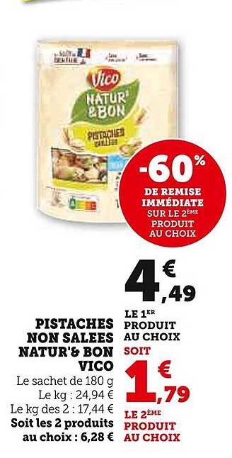 PISTACHES NON SALEES NATUR'& BON VICO