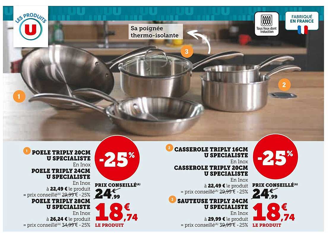 Poêle Triply 20cm U Spécialiste -25%