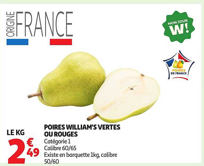 POIRES WILLIAM'S VERTES OU ROUGES