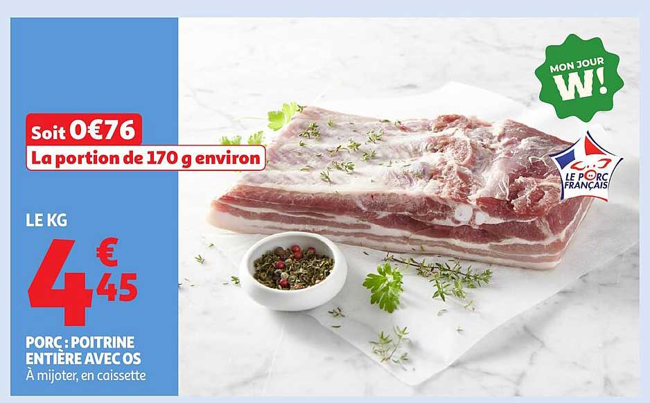 PORC : POITRINE ENTIÈRE AVEC OS
