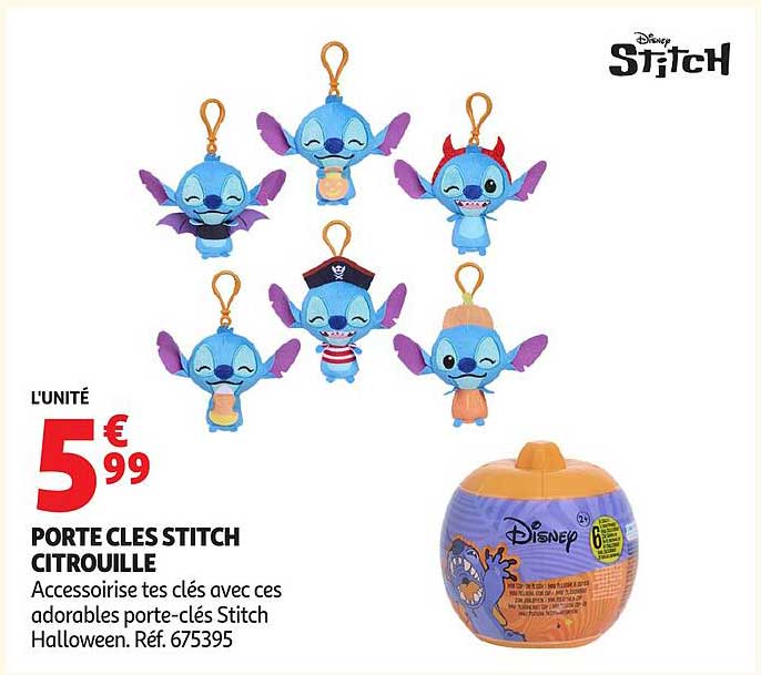 PORTE CLES STITCH CITROUILLE