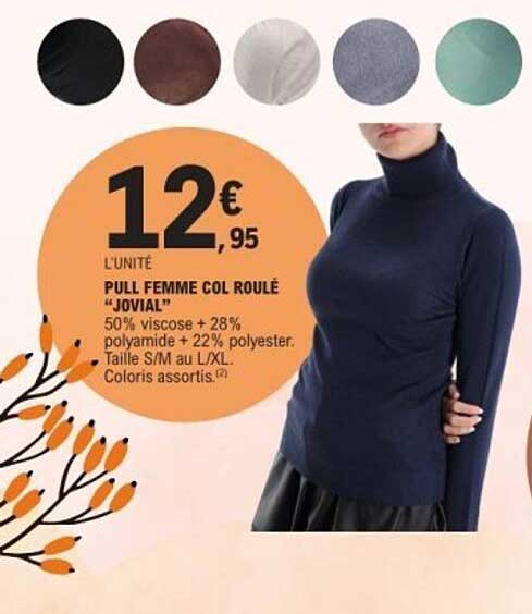 PULL FEMME COL ROULÉ “JOVIAL”