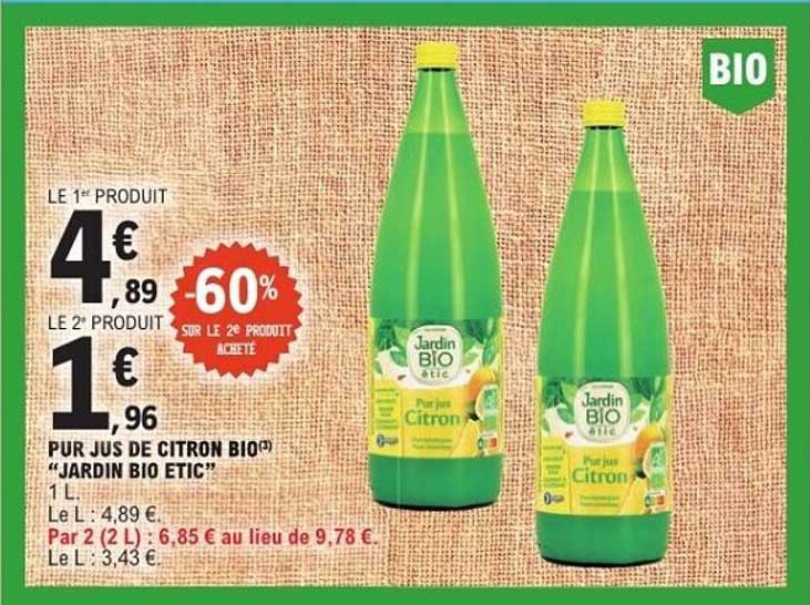 PUR JUS DE CITRON BIO "JARDIN BIO ETIC"