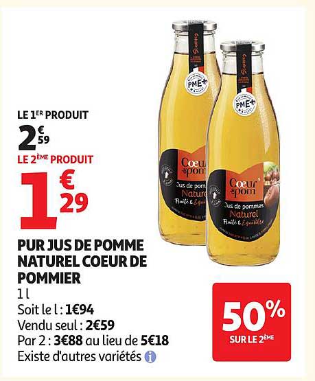 PUR JUS DE POMME NATUREL COEUR DE POMMIER