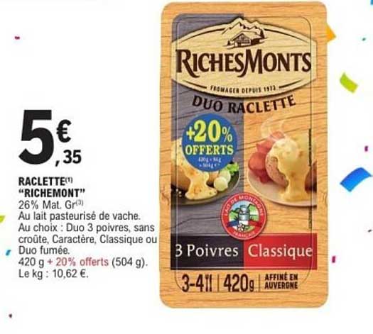 RACLETTE("RICHMONT") 3 Poivres Classique