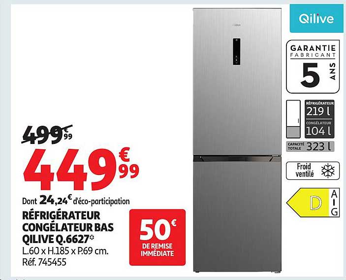 RÉFRIGÉRATEUR CONGÉLATEUR BAS QILIVE Q.6627