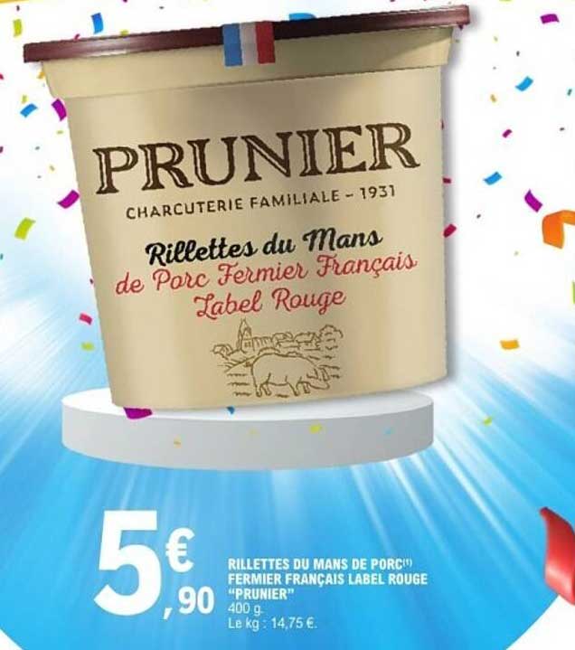 Rillettes du Mans de Porc Fermier Français Label Rouge "PRUNIER"