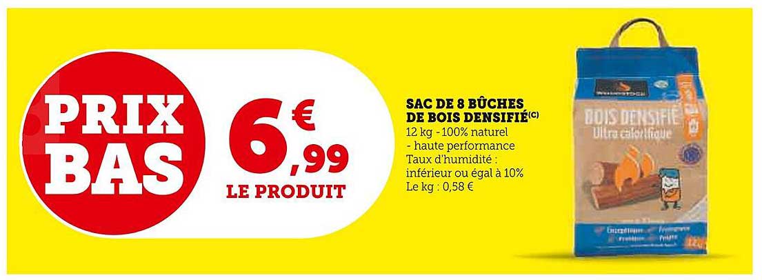 SAC DE 8 BÛCHES DE BOIS DENSIFIÉ(®)