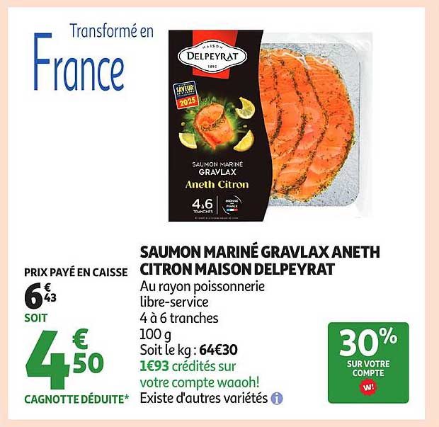 SAUMON MARINÉ GRAVLAX ANETH CITRON MAISON DELPEYRAT