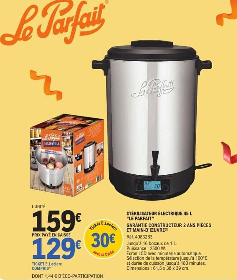 Stérilisateur Électrique 45 L "LE PARFAIT"