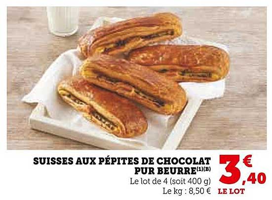 SUISSES AUX PÉPITES DE CHOCOLAT PUR BEURRE