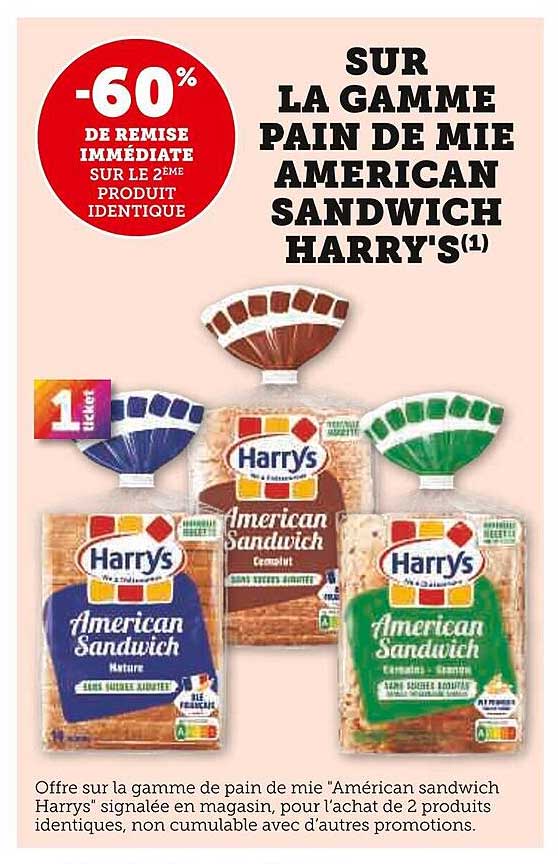 SUR LA GAMME PAIN DE MIE AMERICAN SANDWICH HARRY'S