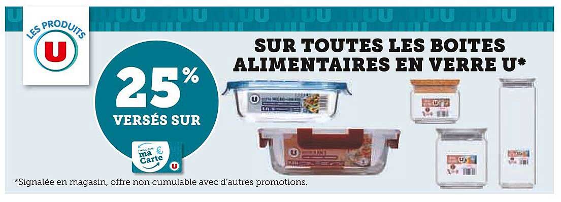 SUR TOUTES LES BOITES ALIMENTAIRES EN VERRE U