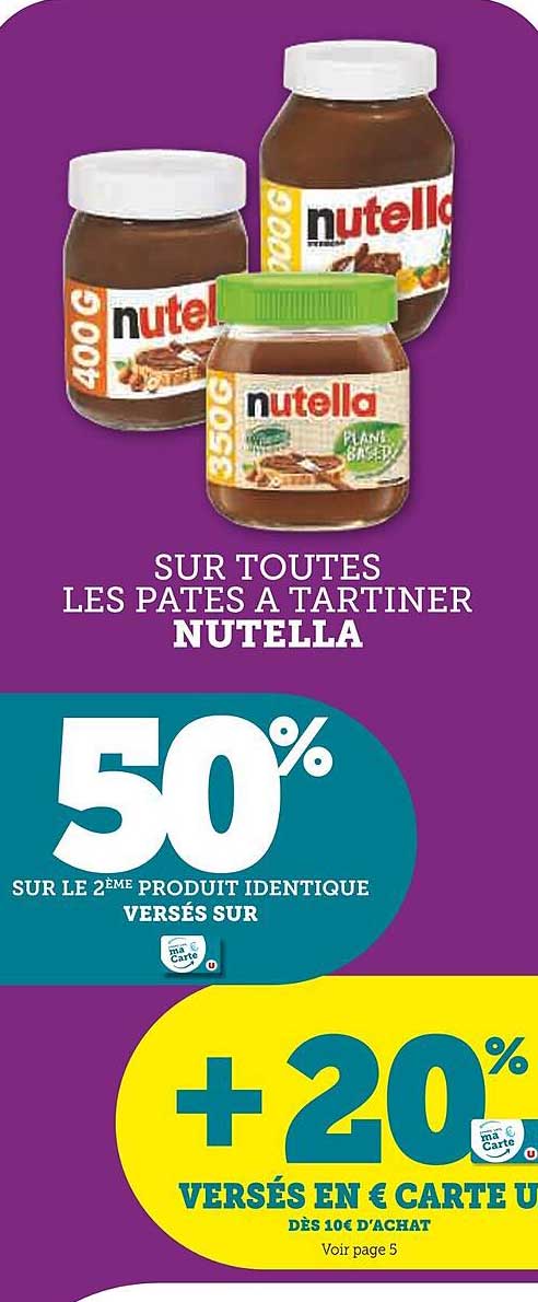 SUR TOUTES LES PÂTES À TARTINER NUTELLA