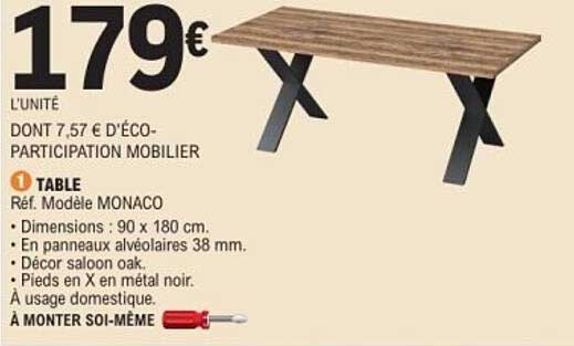 TABLE Modèle MONACO