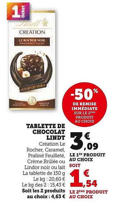 TABLETTE DE CHOCOLAT LINDT