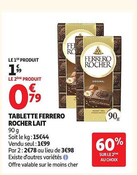 TABLETTE FERRERO ROCHER LAIT