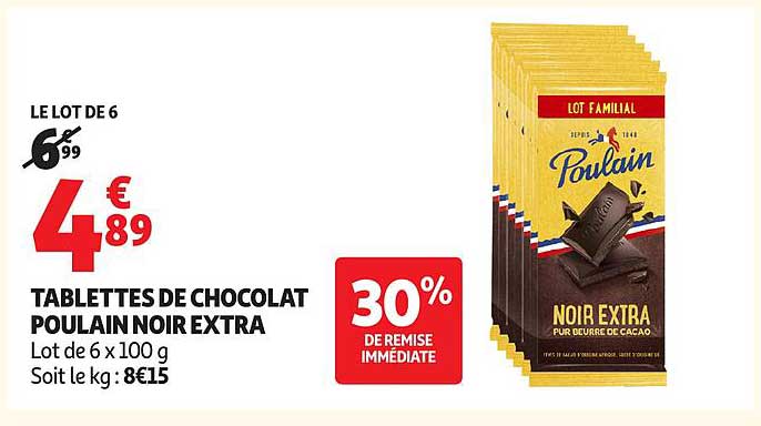 TABLETTES DE CHOCOLAT POULAIN NOIR EXTRA