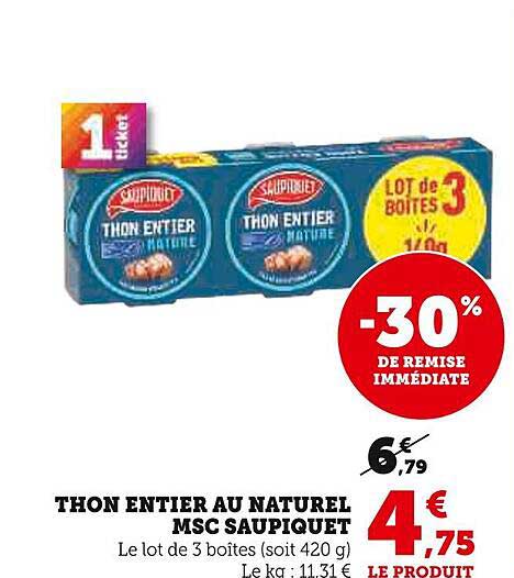 THON ENTIER AU NATUREL MSC SAUPIQUET