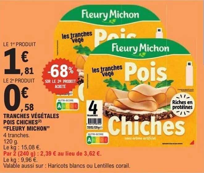 Tranches végétales Pois Chiches "Fleury Michon"