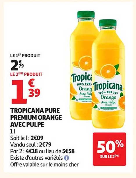 TROPICANA PURE PREMIUM ORANGE AVEC PULPE