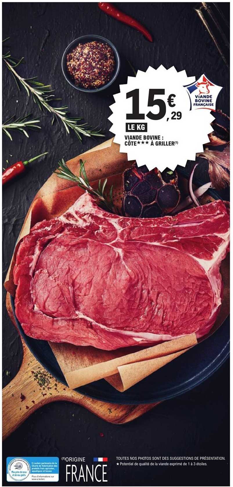 VIANDE BOVINE : CÔTE*** À GRILLER