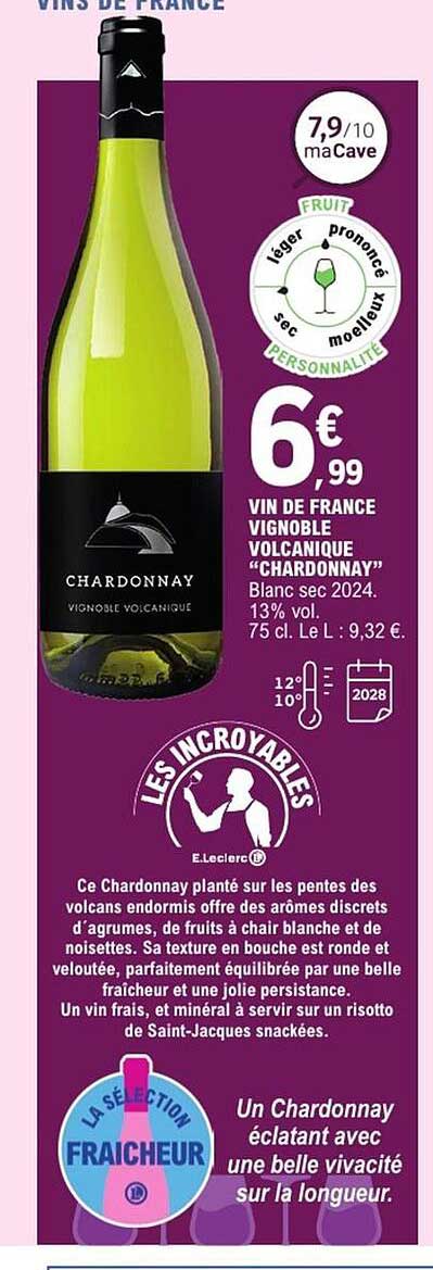 VIN DE FRANCE VIGNOBLE VOLCANIQUE "CHARDONNAY"
