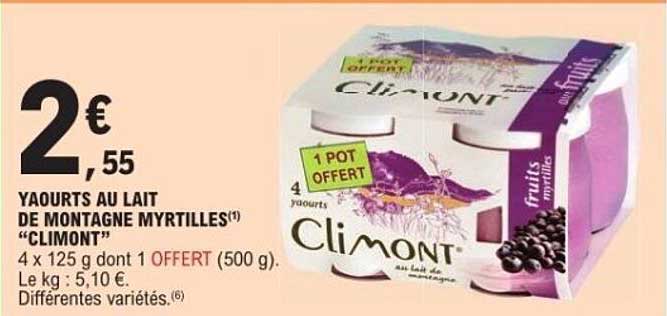 Yaourts au lait de montagne myrtilles "Climont"