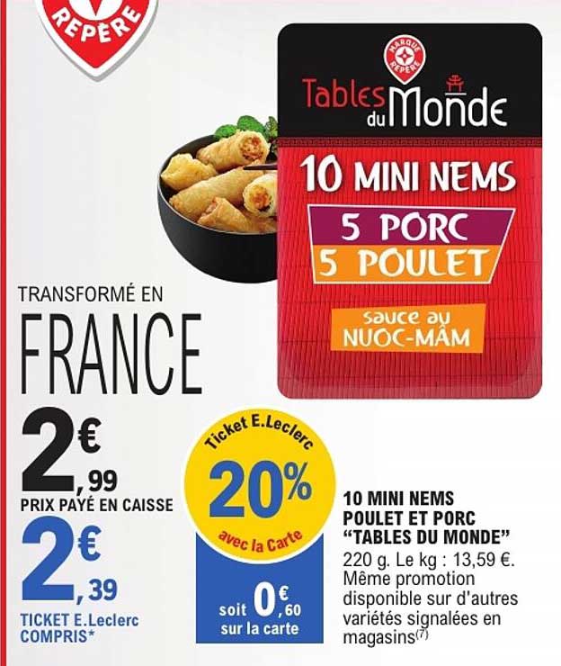 10 MINI NEMS POULET ET PORC “TABLES DU MONDE”