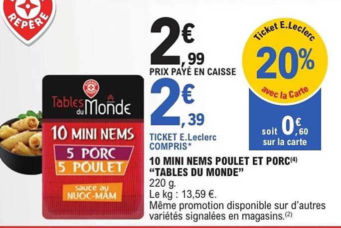 10 MINI NEMS POULET ET PORC "TABLES DU MONDE"