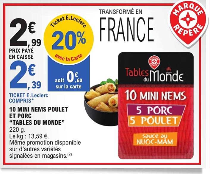 10 MINI NEMS POULET ET PORC “TABLES DU MONDE”