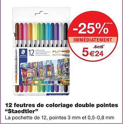 12 feutres de coloriage double pointes "Staedtler"
