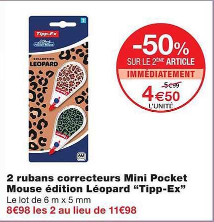 2 rubans correcteurs Mini Pocket Mouse édition Léopard “Tipp-Ex”