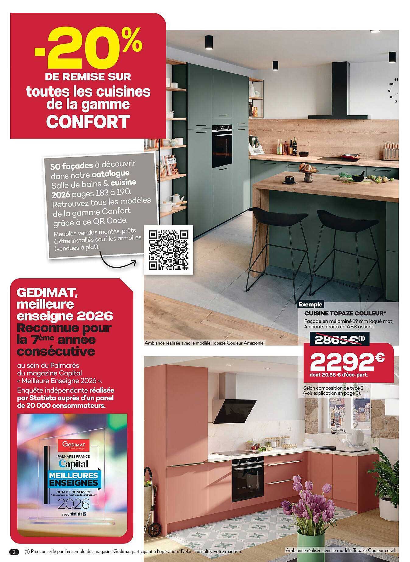 -20% DE REMISE SUR toutes les cuisines de la gamme CONFORT