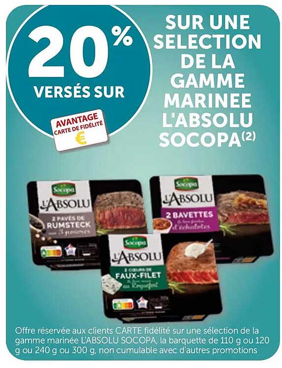 20% VERSÉS SUR UNE SELECTION DE LA GAMME MARINEE L'ABSOLU SOCOPA(2)