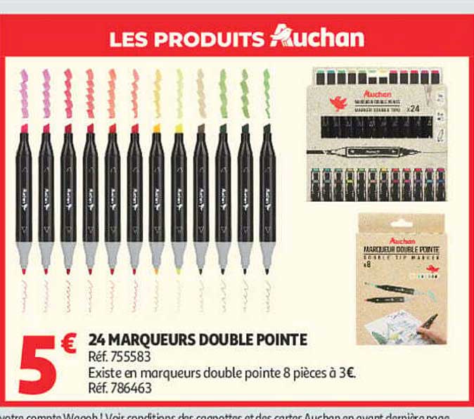 24 MARQUEURS DOUBLE POINTE