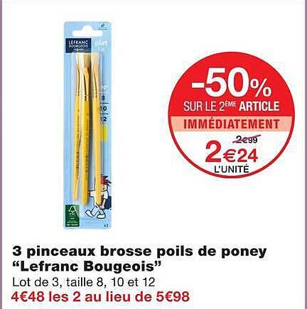 3 pinceaux brosse poils de poney “Lefranc Bourgeois”