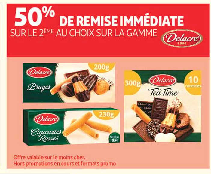 50% DE REMISE IMMÉDIATE SUR LE 2ÈME AU CHOIX SUR LA GAMME Delacre